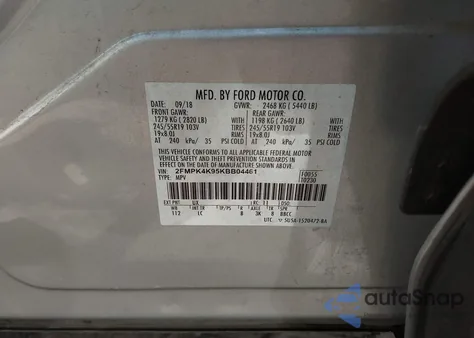 2019 Ford Edge Titanium z USA, uszkodzony, nr VIN 2FMPK4K95KBB04461